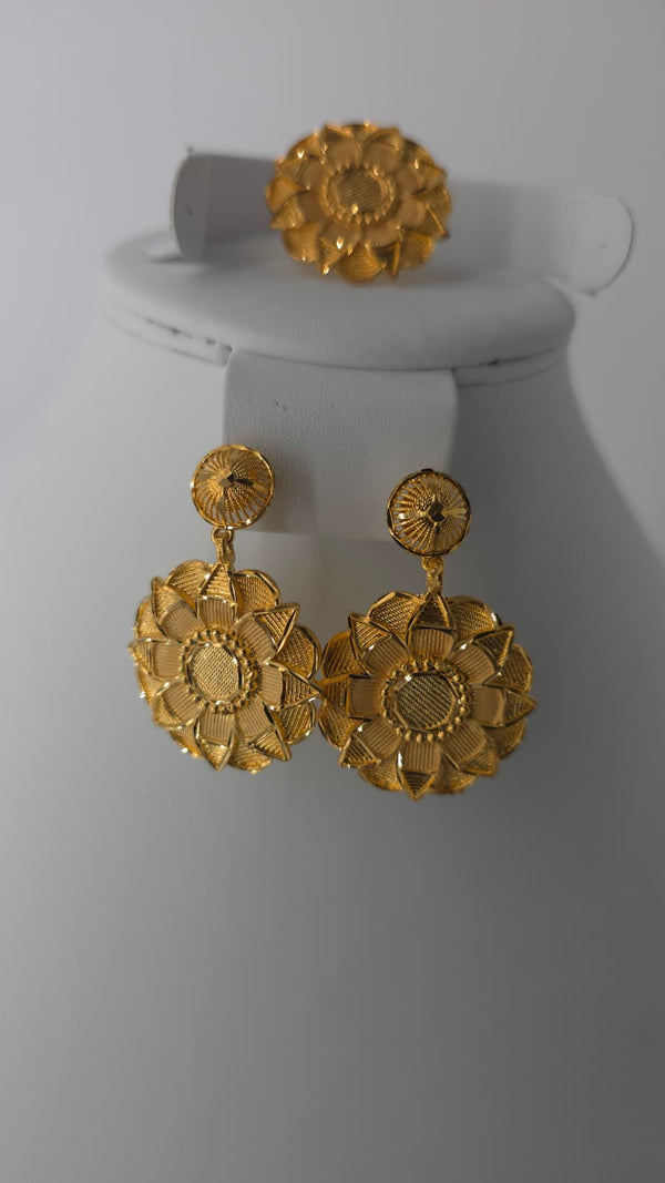 2-Piece Gold-Plated Earrings & Ring Set - E27
