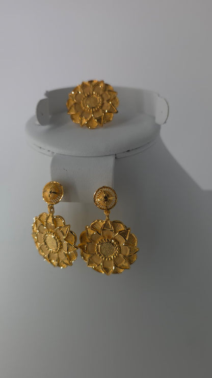 2-Piece Gold-Plated Earrings & Ring Set - E27