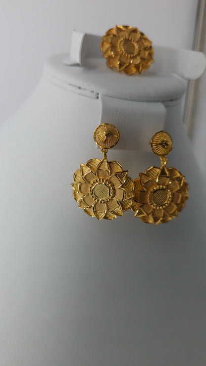 2-Piece Gold-Plated Earrings & Ring Set - E27