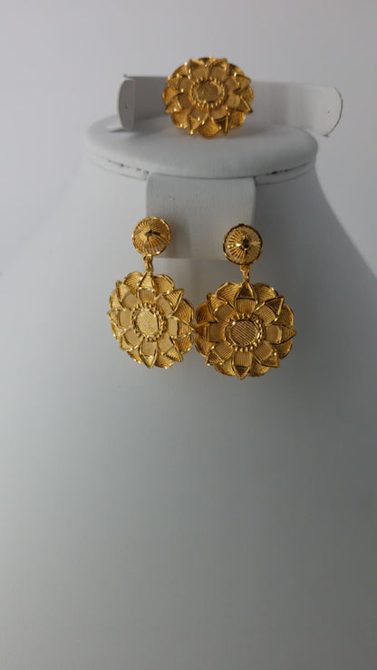 2-Piece Gold-Plated Earrings & Ring Set - E27