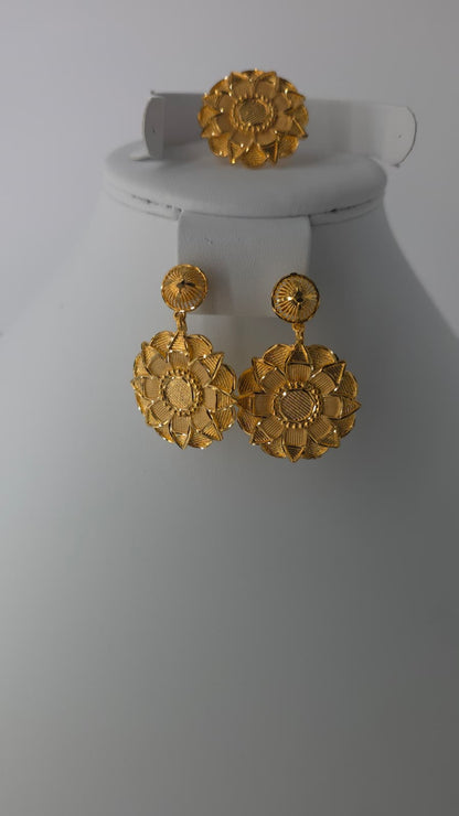 2-Piece Gold-Plated Earrings & Ring Set - E27