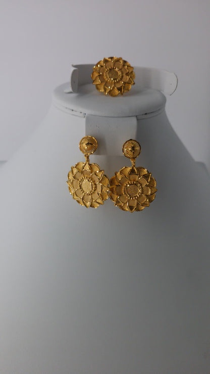 2-Piece Gold-Plated Earrings & Ring Set - E27