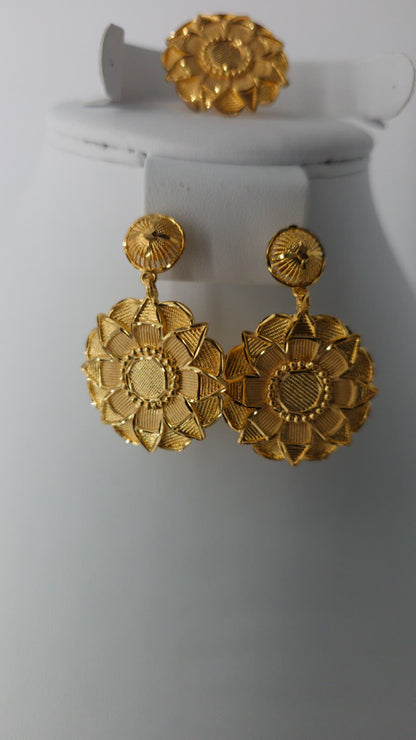 2-Piece Gold-Plated Earrings & Ring Set - E27