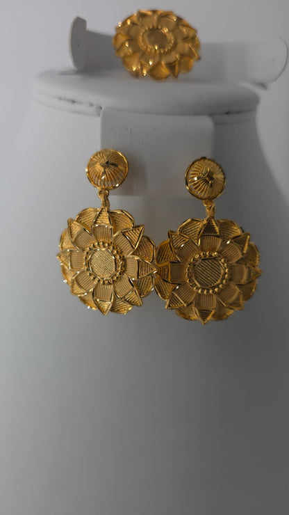 2-Piece Gold-Plated Earrings & Ring Set - E27