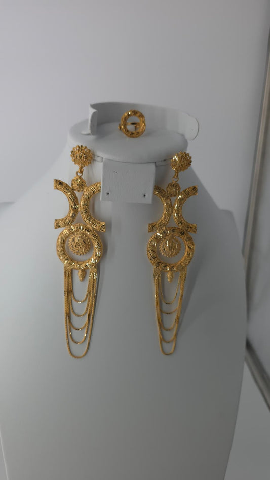 2-Piece Gold-Plated Earrings & Ring Set - E55