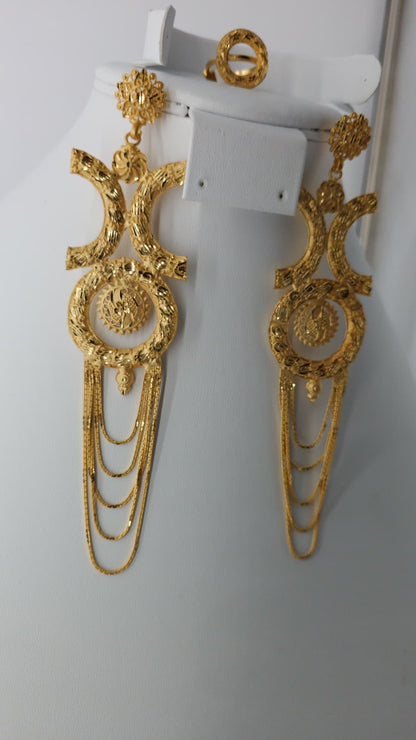 2-Piece Gold-Plated Earrings & Ring Set - E55