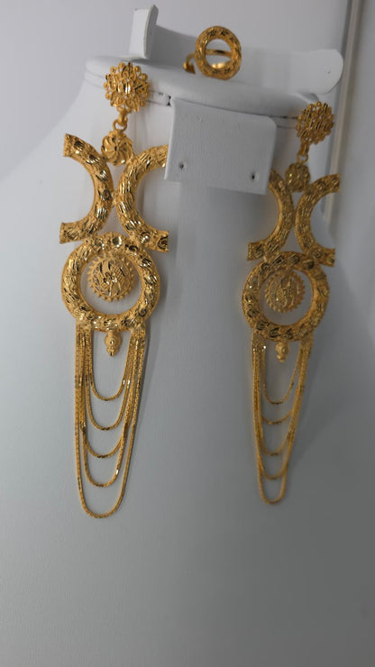 2-Piece Gold-Plated Earrings & Ring Set - E55