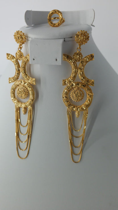 2-Piece Gold-Plated Earrings & Ring Set - E55