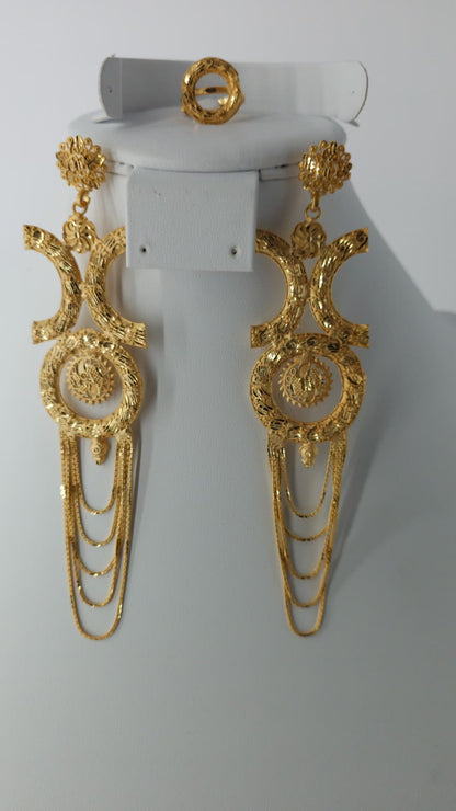 2-Piece Gold-Plated Earrings & Ring Set - E55