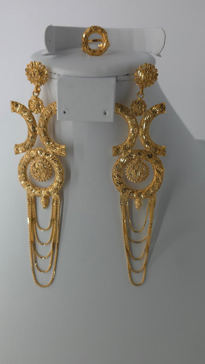 2-Piece Gold-Plated Earrings & Ring Set - E55