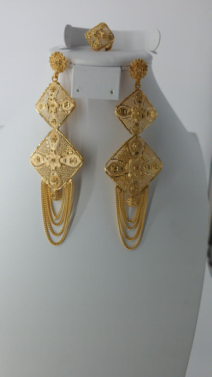 2-Piece Gold-Plated Earrings & Ring Set - E59