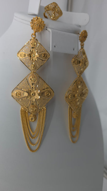 2-Piece Gold-Plated Earrings & Ring Set - E59
