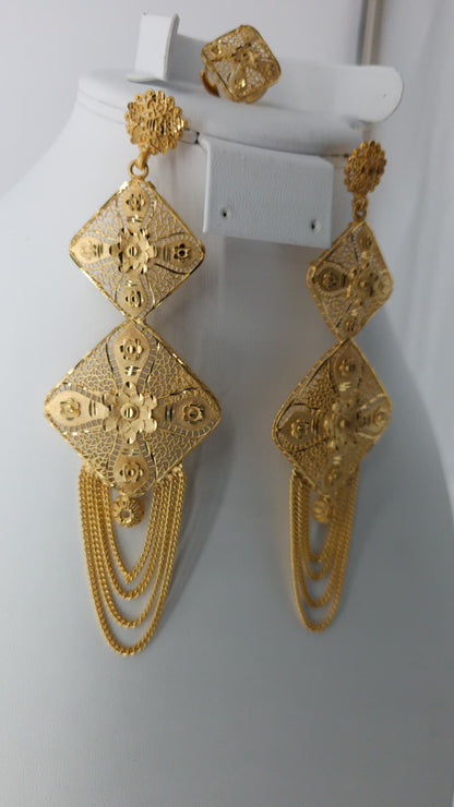 2-Piece Gold-Plated Earrings & Ring Set - E59