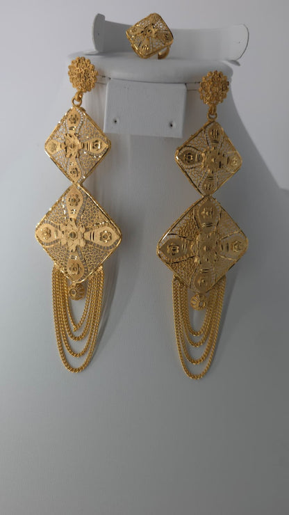 2-Piece Gold-Plated Earrings & Ring Set - E59
