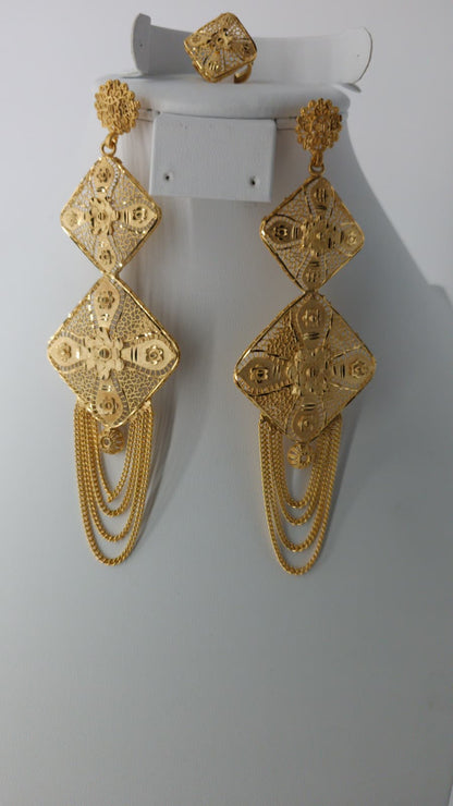 2-Piece Gold-Plated Earrings & Ring Set - E59