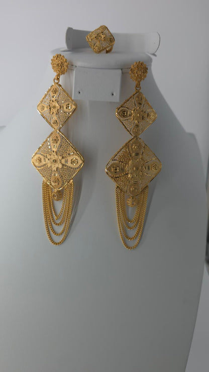 2-Piece Gold-Plated Earrings & Ring Set - E59