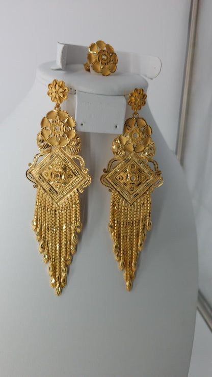 2-Piece Gold-Plated Earrings & Ring Set - E47