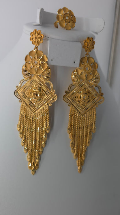 2-Piece Gold-Plated Earrings & Ring Set - E47
