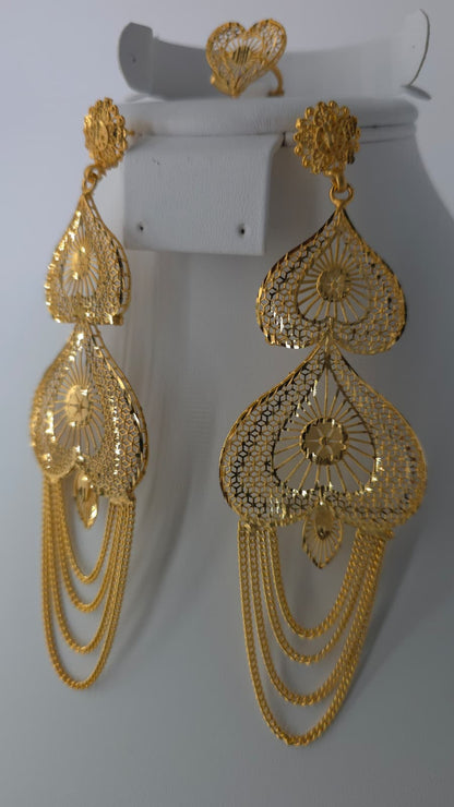 2-Piece Gold-Plated Earrings & Ring Set - E56