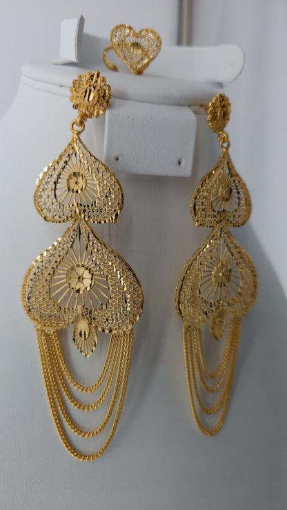 2-Piece Gold-Plated Earrings & Ring Set - E56