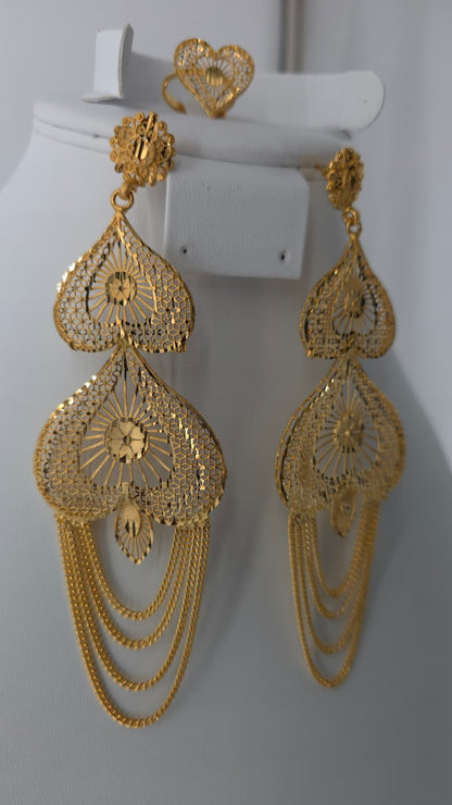 2-Piece Gold-Plated Earrings & Ring Set - E56