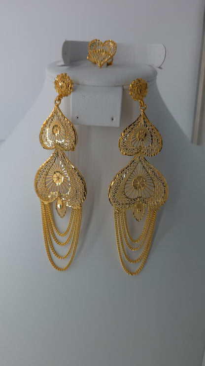 2-Piece Gold-Plated Earrings & Ring Set - E56