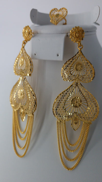 2-Piece Gold-Plated Earrings & Ring Set - E56