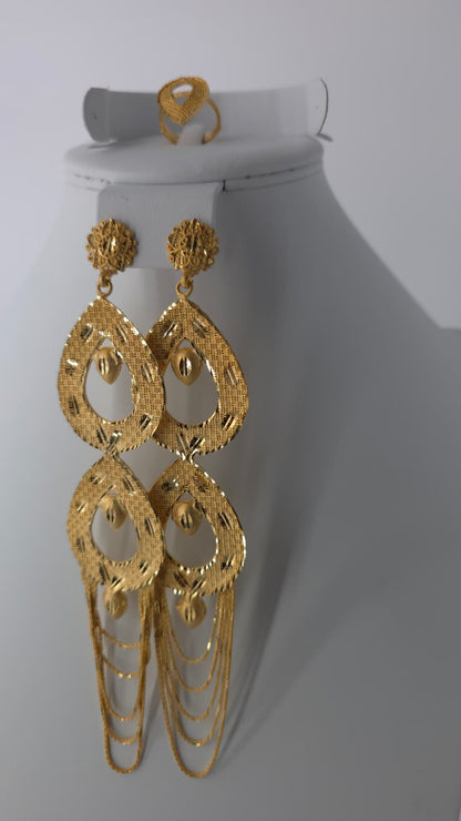2-Piece Gold-Plated Earrings & Ring Set - E63