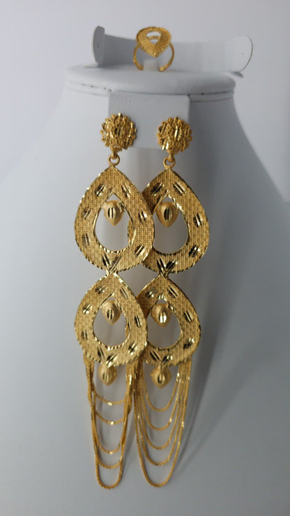 2-Piece Gold-Plated Earrings & Ring Set - E63