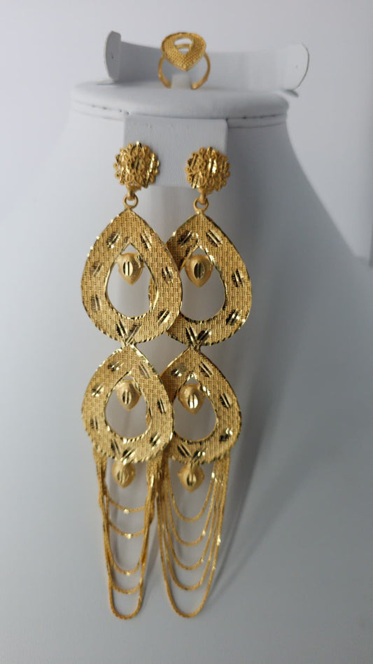 2-Piece Gold-Plated Earrings & Ring Set - E63