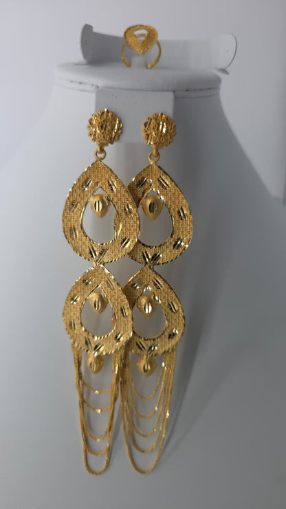 2-Piece Gold-Plated Earrings & Ring Set - E63