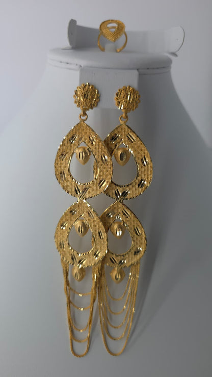 2-Piece Gold-Plated Earrings & Ring Set - E63