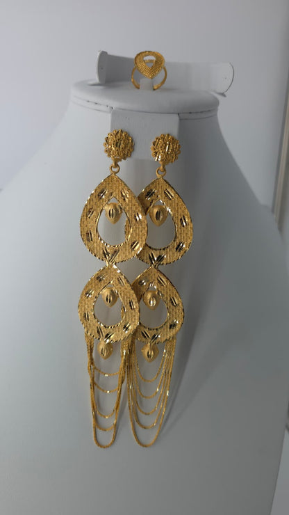 2-Piece Gold-Plated Earrings & Ring Set - E63