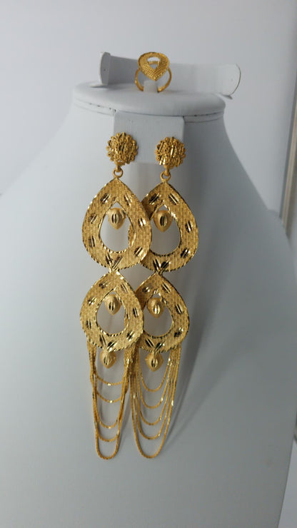 2-Piece Gold-Plated Earrings & Ring Set - E63