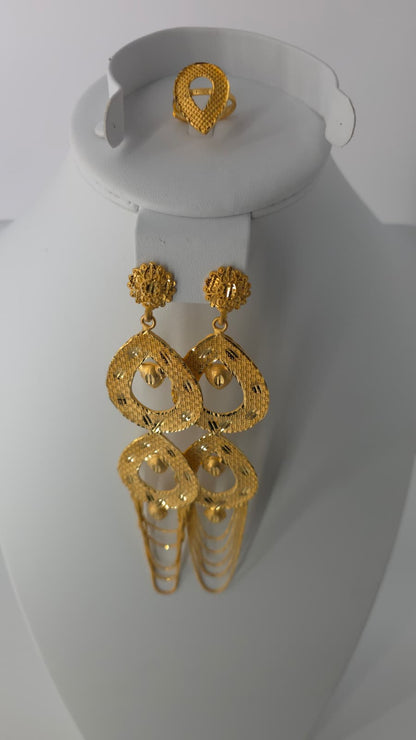 2-Piece Gold-Plated Earrings & Ring Set - E63