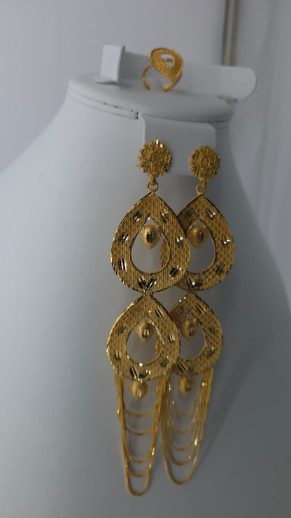 2-Piece Gold-Plated Earrings & Ring Set - E63