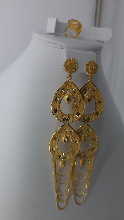 2-Piece Gold-Plated Earrings & Ring Set - E63