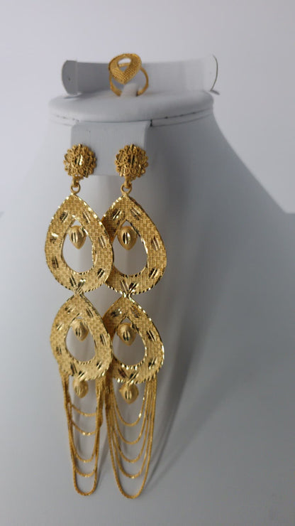 2-Piece Gold-Plated Earrings & Ring Set - E63