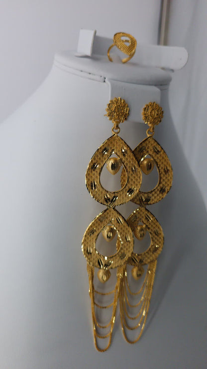 2-Piece Gold-Plated Earrings & Ring Set - E63