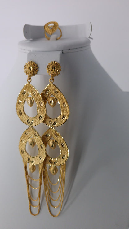2-Piece Gold-Plated Earrings & Ring Set - E63