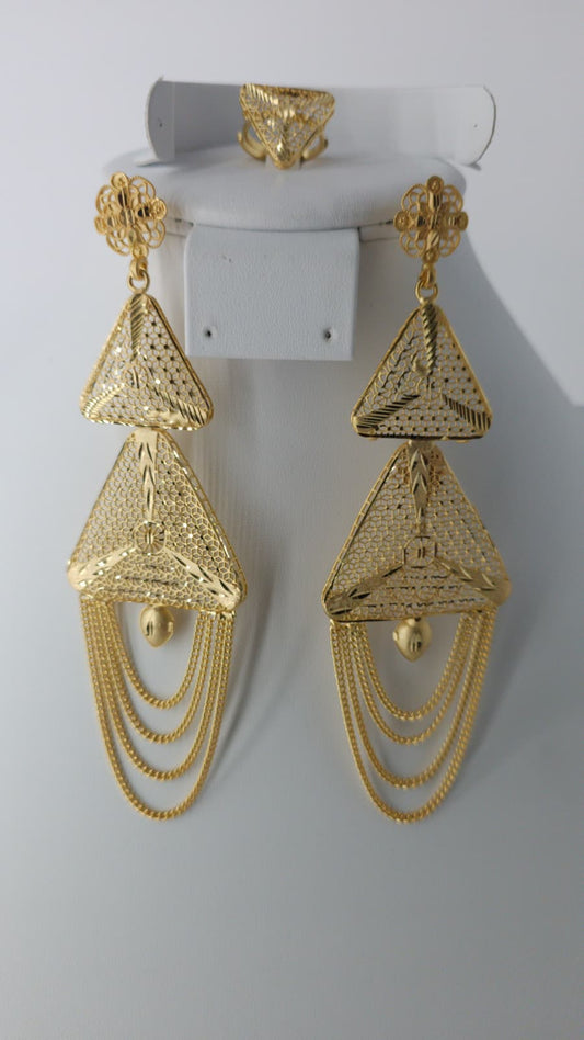 2-Piece Gold-Plated Earrings & Ring Set - E69