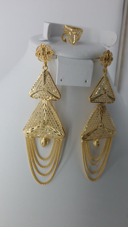 2-Piece Gold-Plated Earrings & Ring Set - E69