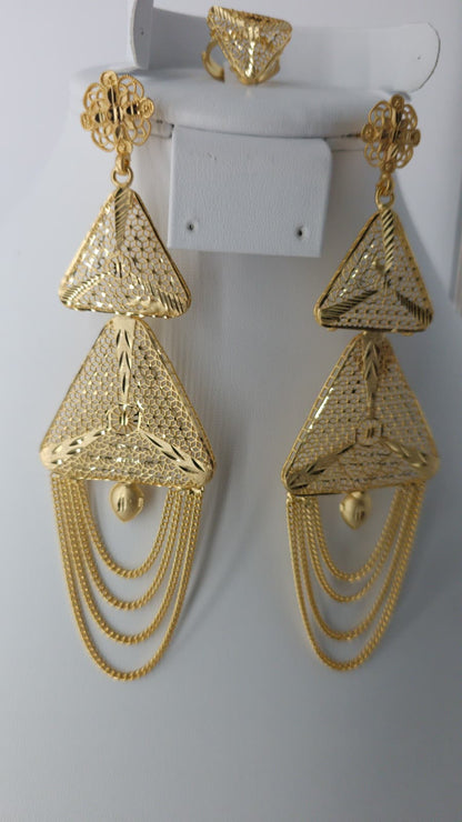 2-Piece Gold-Plated Earrings & Ring Set - E69