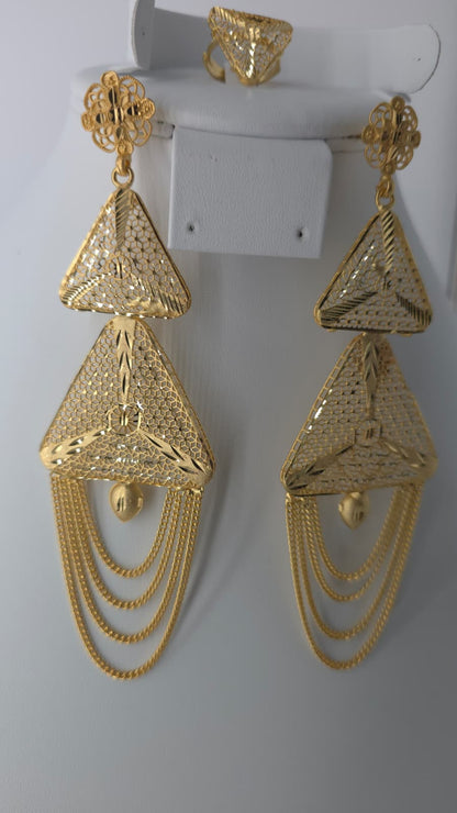 2-Piece Gold-Plated Earrings & Ring Set - E69