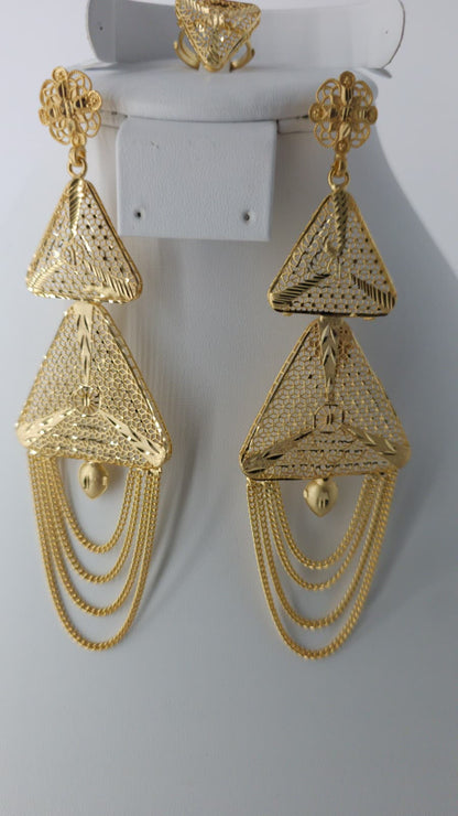 2-Piece Gold-Plated Earrings & Ring Set - E69