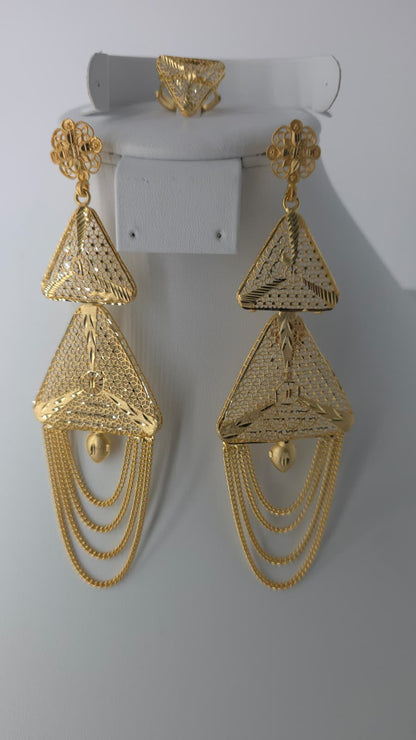 2-Piece Gold-Plated Earrings & Ring Set - E69