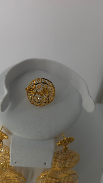 2-Piece Gold-Plated Earrings & Ring Set - E74