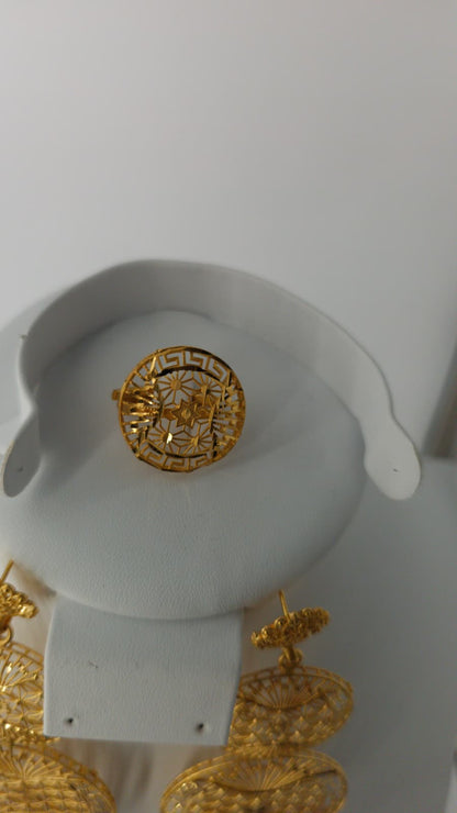 2-Piece Gold-Plated Earrings & Ring Set - E74