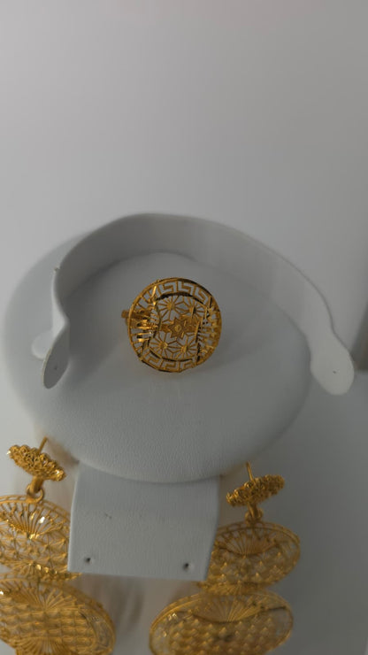 2-Piece Gold-Plated Earrings & Ring Set - E74