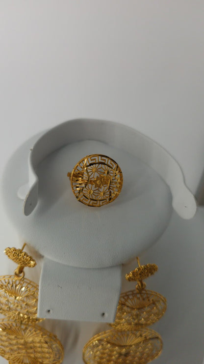 2-Piece Gold-Plated Earrings & Ring Set - E74